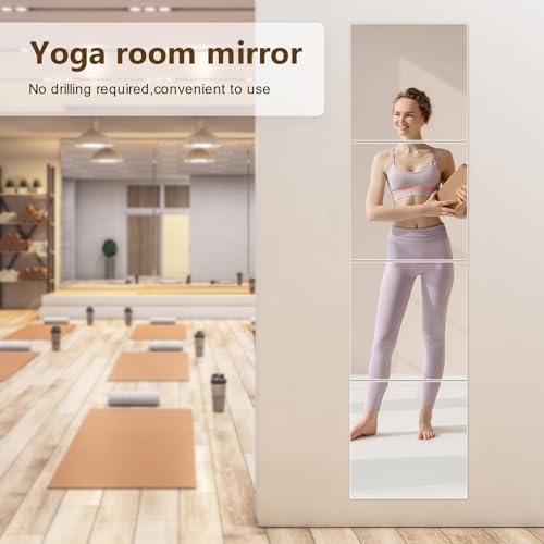 12x12 Inch Acrylic Mirror Tiles (4-Pack) - Shatterproof Self-Adhesive Wall Mirrors