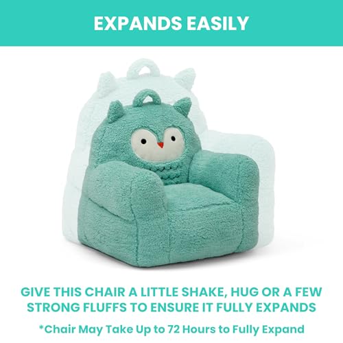 Plush Owl Toddler Chair - Soft Foam Lightweight Kids Armchair, Teal