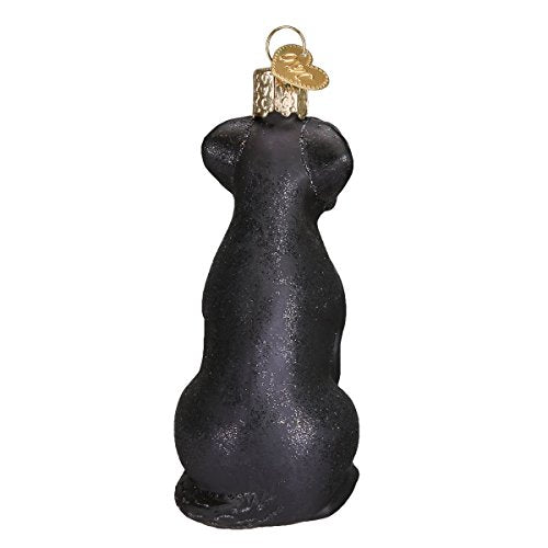 Black Labrador Dog Hand-Painted Blown Glass Christmas Tree Ornament