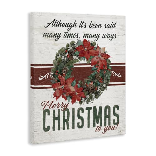 Vintage Poinsettia Christmas Wall Art - 30 x 40 Inch Canvas - Wreath Variation