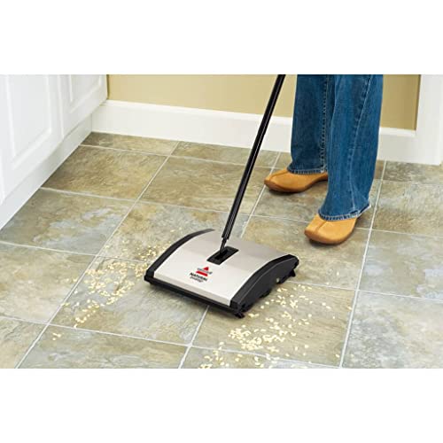 Natural Sweep Manual Carpet and Floor Sweeper with Dual Rotating Brushes