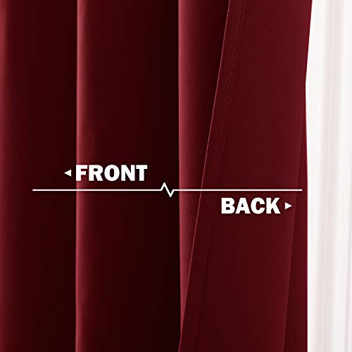 NICETOWN Blackout Christmas Tiers Curtains 30 Inch Length for RV Kitchen Basement Thermal Insulated Grommet Small Window Curtain for Bathroom Cabinet,42" Wide by 30" Long, 2 Panels, Burgundy Red