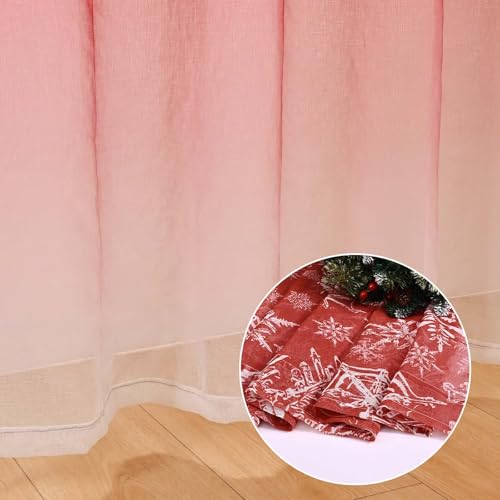 Yinhua Red Snowflake Christmas Sheer Curtains Set 52x84 Inches, 2 Panels