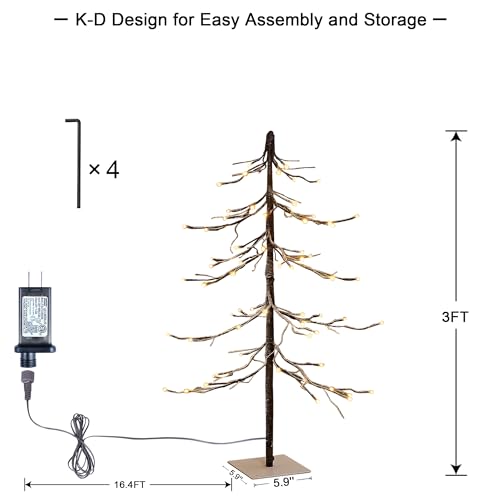 SPIRIT STAR CHRISTMAS CENTER 3FT Lighted Snow Tree with 72 LED Indoor Outdoor Decoration