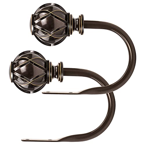 Decorative Wall Mounted Curtain Holdbacks - Bronze Netted Finial Tiebacks