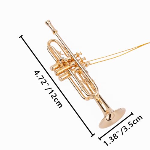 4.72" Brass Trumpet Miniature Hanging Ornament - Brass & Metal Christmas Decor