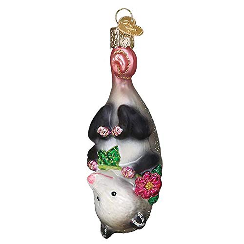 Blossom Opossum Hand-Blown Glass Christmas Tree Ornament