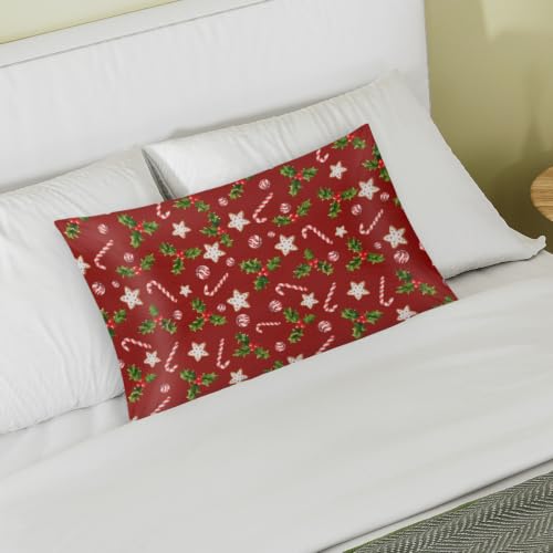 Christmas Satin Silk Pillowcase for Hair and Skin Queen Size – YoYoYuchong (B Candy Cane Berry 30 x 20)