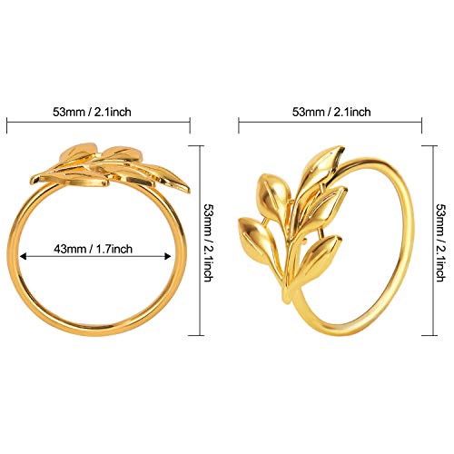 KPOSIYA Ye Zi-Gold 200 Leaf Napkin Rings Set - Napkin Holder