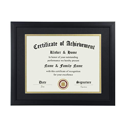 8.5x11 Certificate Frame with Double Mat & Gold Rim - 11x14 Diploma Frame