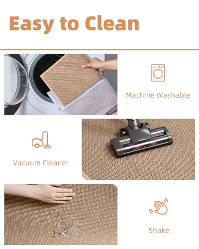 PADOOR Non-Slip Braided Bath Mat, Absorbent Thin Rug 17x24 Beige