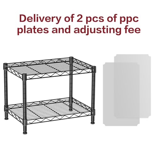 Small 2-Tier Metal Wire Standing Shelf Floor Organizer Rack