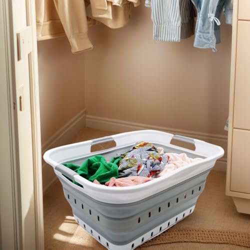 42L Collapsible Laundry Basket - Foldable Pop-Up Storage Hamper