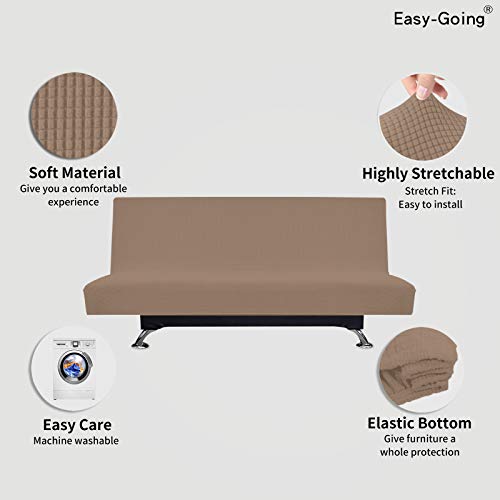 Large Armless Futon Slipcover - Stretch Sofa Bed Protector, Camel