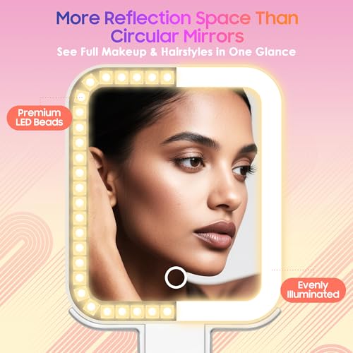 GOMIPURU Silver 30X/1X Double-Sided Magnifying Travel Mirror with Light, Adjustable Brightness
