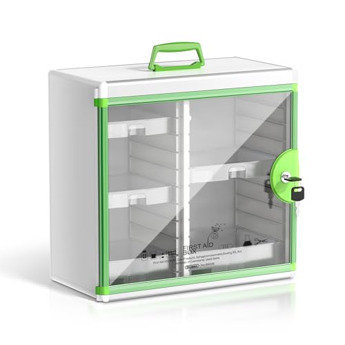 Lockable Medicine Cabinet with 5 Trays - Wall Mounted & Portable Lock Box