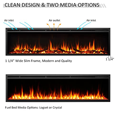 LegendFlame Austin Built-In Electric Fireplace 72-Inch - Modern Home Decor