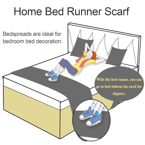 Cotton Linen Bed Runner Scarf with Tassels - Solid Color Hotel Bed Decor