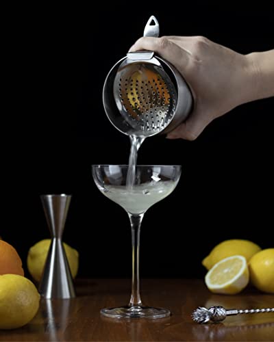 Piña Barware The Bender Julep Style Cocktail Bar Strainer - Brushed Finish, 1 Pack