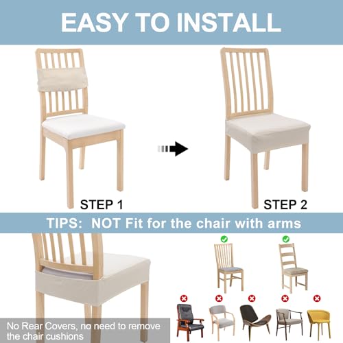 Stretch Jacquard Dining Chair Covers Set of 6 - Removable & Washable