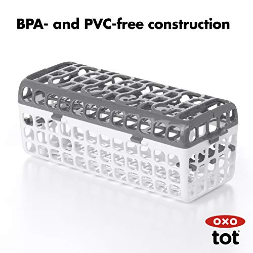 Dishwasher Basket for Baby Bottle Parts & Sippy Cup Accessories, Gray