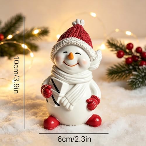 Xmas Style Snowman Gift Box Christmas Resin Figurine Cute Ornament Set