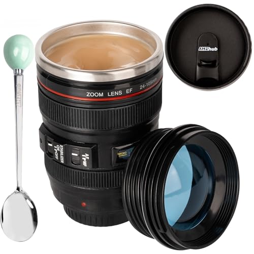 Blue Camera Lens Travel Coffee Mug Stainless Steel Thermos for Photographers