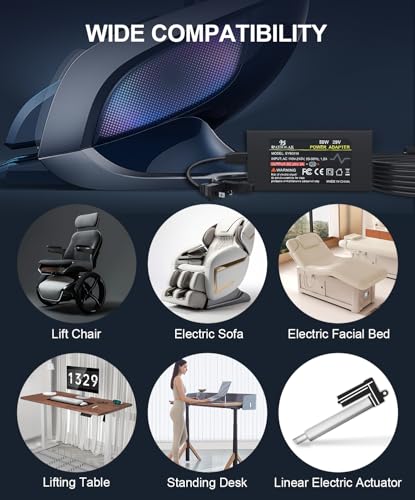 29V 2A Electric Recliner Power Supply Adapter with 8.6ft Cord, 2-Pin