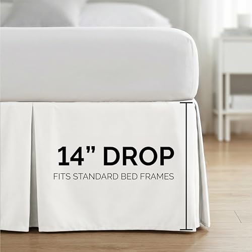 Queen Bed Skirt 14 Inch Drop - Pleated Soft Microfiber Dust Ruffle