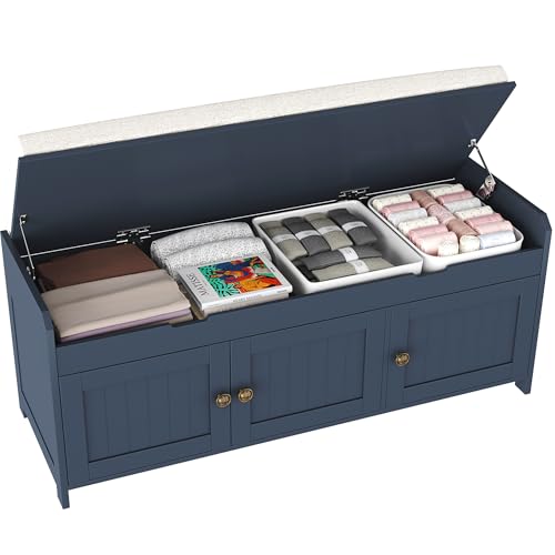 41-Inch Shoe Storage Bench with Lift-Top Compartment and Cushioned Seat