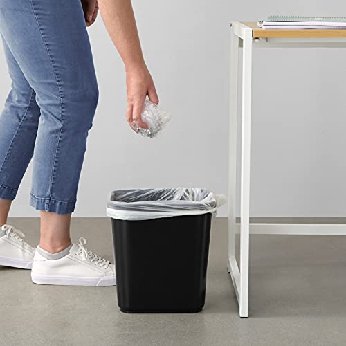Small Rectangular Office Wastebasket - 3 Gallon Plastic Trash Can (2-Pack)