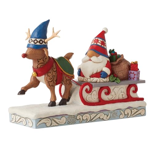 Jim Shore Heartwood Creek Reindeer Gnome Figurine - 6 Inch Holiday Decor