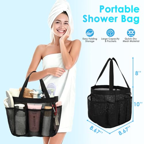 Fammart Mesh Shower Caddy Portable 8-Pocket Quick-Dry Toiletry Organizer