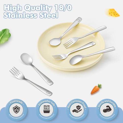 6-Piece Stainless Steel Toddler Utensils Set with Forks and Spoons