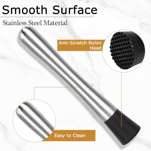 Silver 4-Piece Cocktail Bar Tool Set with Muddler, Jigger, Spoon & Tongs