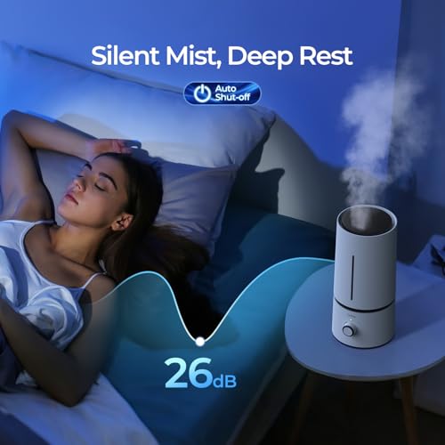 1.7L Cool Mist Humidifier for Bedroom Nightstand with Auto Shutoff