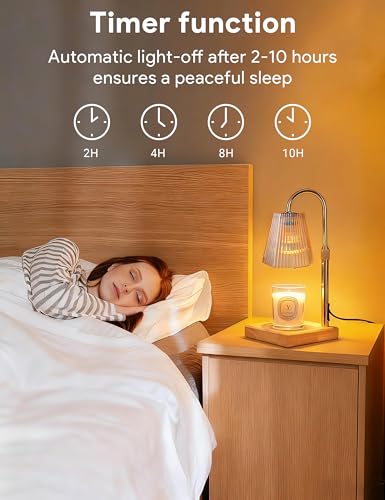 Candle Warmer Lamp with Adjustable Height & Timer, Gold
