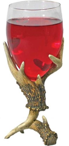 Antler Wine Glasses Set of 2 - 7.5 inch Realistic Antler Style Stemware