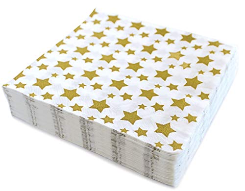 Gold Star Napkins - 6.5 Inch Gold Star Disposable Napkins, 40 Ct