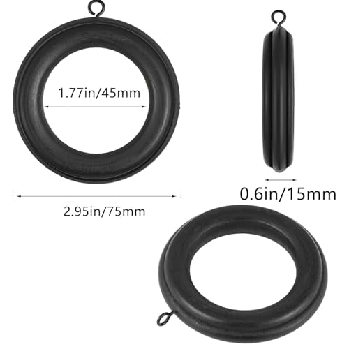 20 Pack Beech Wood Curtain Rings, 1.8-Inch Interior Diameter for Drapery