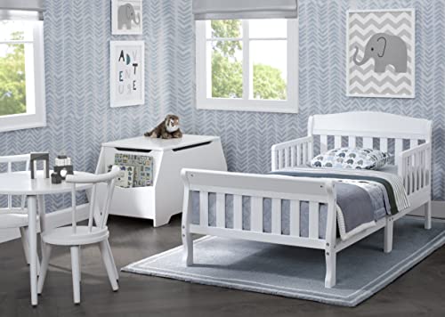 Wooden Toddler Bed Frame - Low-to-Ground Kids Bed, White