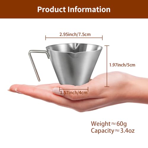 Carrottimes Silver Stainless Steel Espresso Shot Cup with Dual Scale, 3.4oz/100ml - Variation 01_Silver