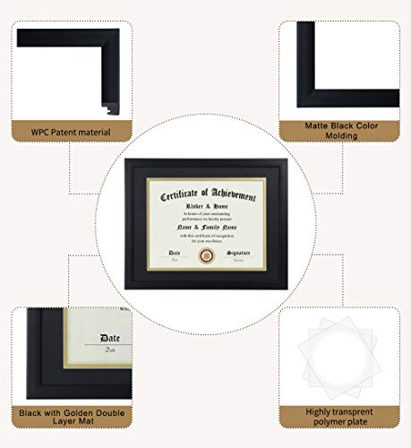 8.5x11 Certificate Frame with Double Mat & Gold Rim - 11x14 Diploma Frame