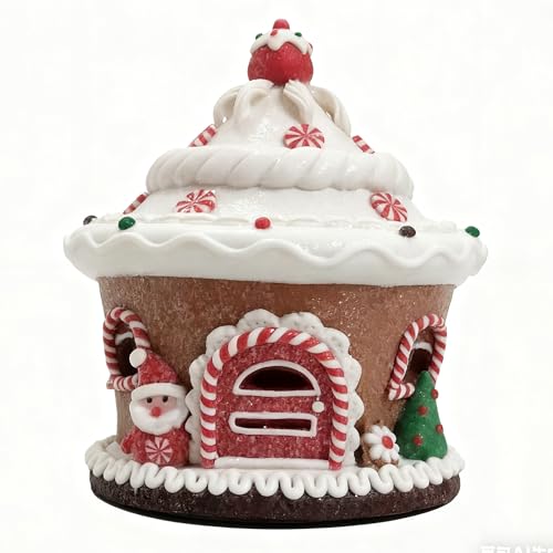 LED Lighted Christmas Gingerbread House Tabletop Decor - Resin Holiday Ornament