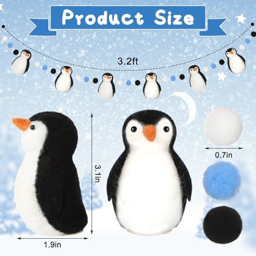 Breling Classic 2 Pack Penguin Felt Garlands - Winter Christmas Decorations