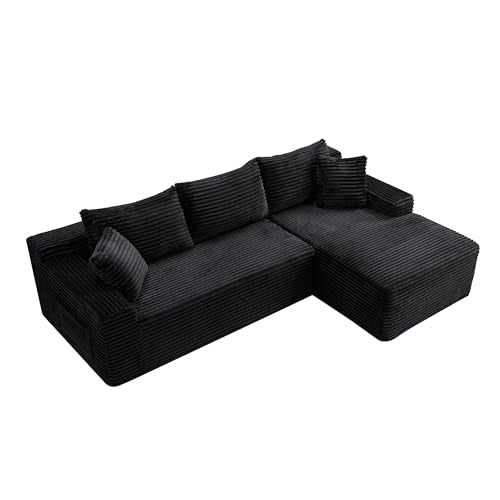 ERYE Black 95-Inch L-Shaped Modular Sectional Couch with Chaise Lounge – Right Facing