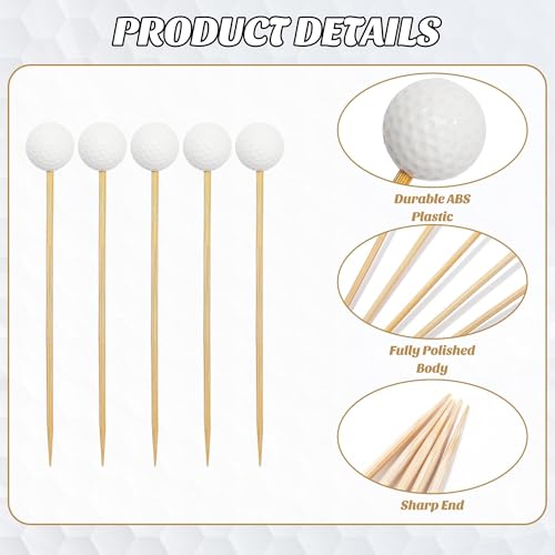 Aodaer Golf Toothpicks 100 Pcs - 4.7 Inch Golf Cocktail Picks & Skewers for Parties