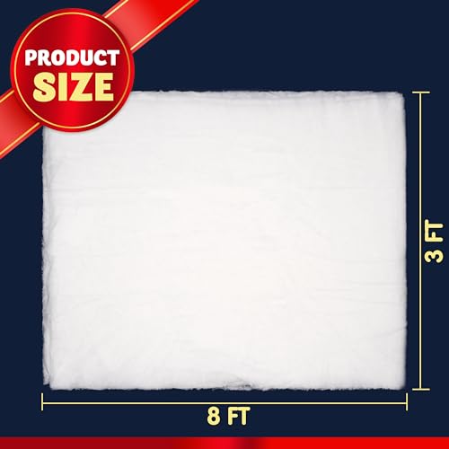 Artificial Christmas Snow Blanket Roll (3 x 8 Ft) - Soft White Holiday Decor