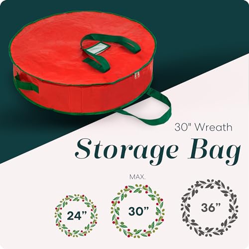 Christmas Wreath Storage Bag 2-Pack Durable Tarp Material 30-Inch