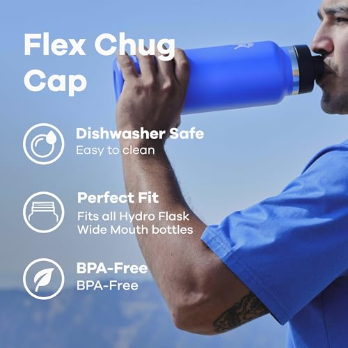 Hydro Flask Water Bottle - Insulated Stainless Steel - Wide Mouth Flex Chug Lid, Non Spill, Leakproof in 24 Oz Indigo Blue